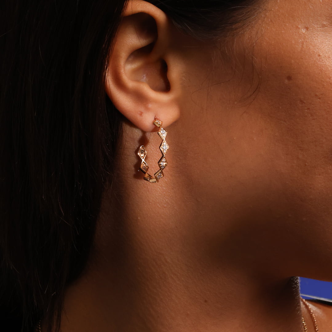 Eternity Medium Full Diamond Hoop Earrings