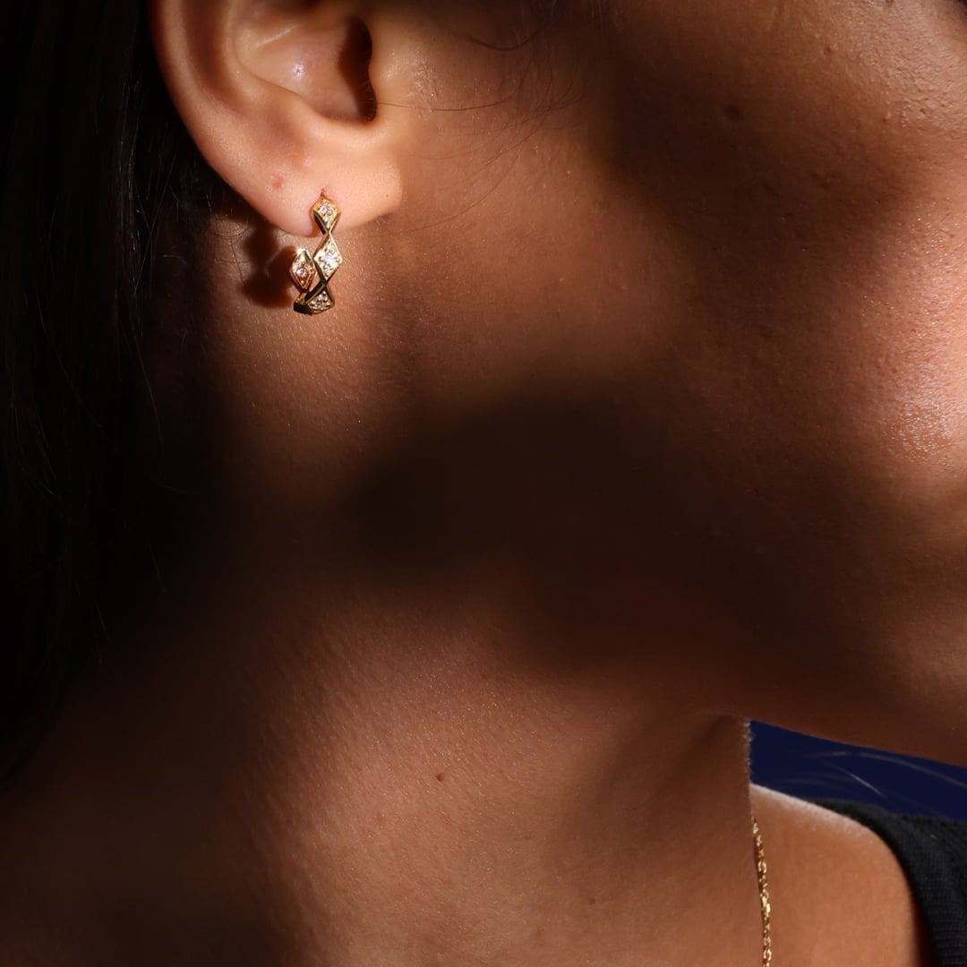 Eternity Small Full Diamond Rose Gold Hoop Earrings