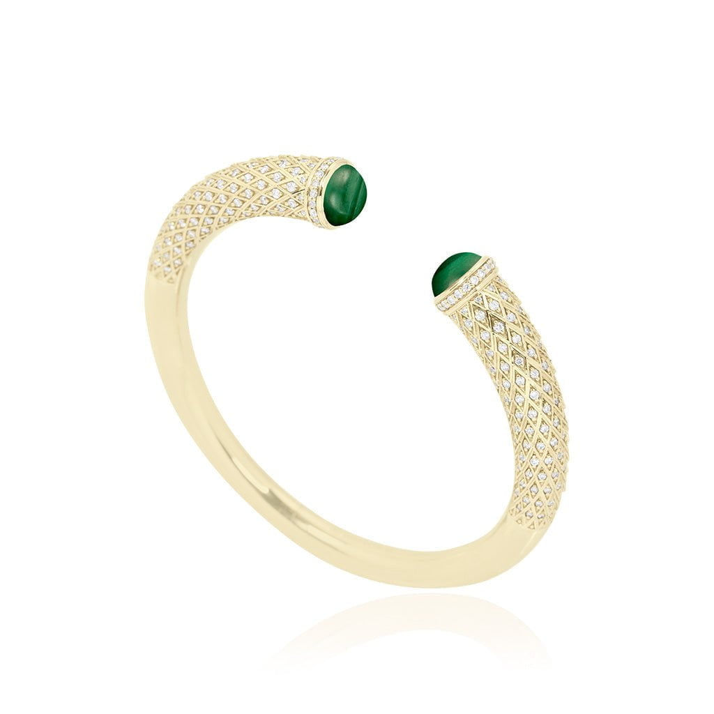 Al Noor Harmony Bangle in Malachite - Misk Dubai,Bangles, al-noor-harmony-bangle-in-malachite, , Misk Dubai,  Misk, Misk Jewellery, Misk Jewelry, Gold, Emirati Gold, Emirati Design, Jewelry Emirati, Saudi Jewelry, Gold Saudi Arabia, Dubai, Abu Dhabi, Saudi Arabia, KSA, UAE, United Arab Emirates, 18kt, مجوهرات , مجوهرات مسك, مجوهرات اماراتية , دهب , سعودية ذهب
