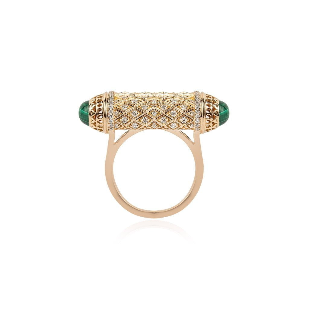 Al Noor Harmony Malachite Ring - Misk Dubai,RINGS, al-noor-harmony-malachite-ring, , Misk Dubai,  Misk, Misk Jewellery, Misk Jewelry, Gold, Emirati Gold, Emirati Design, Jewelry Emirati, Saudi Jewelry, Gold Saudi Arabia, Dubai, Abu Dhabi, Saudi Arabia, KSA, UAE, United Arab Emirates, 18kt, مجوهرات , مجوهرات مسك, مجوهرات اماراتية , دهب , سعودية ذهب