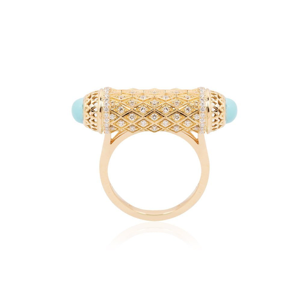 Al Noor Harmony Turquoise Ring - Misk Dubai,RINGS, al-noor-harmony-turquoise-ring-1, , Misk Dubai,  Misk, Misk Jewellery, Misk Jewelry, Gold, Emirati Gold, Emirati Design, Jewelry Emirati, Saudi Jewelry, Gold Saudi Arabia, Dubai, Abu Dhabi, Saudi Arabia, KSA, UAE, United Arab Emirates, 18kt, مجوهرات , مجوهرات مسك, مجوهرات اماراتية , دهب , سعودية ذهب
