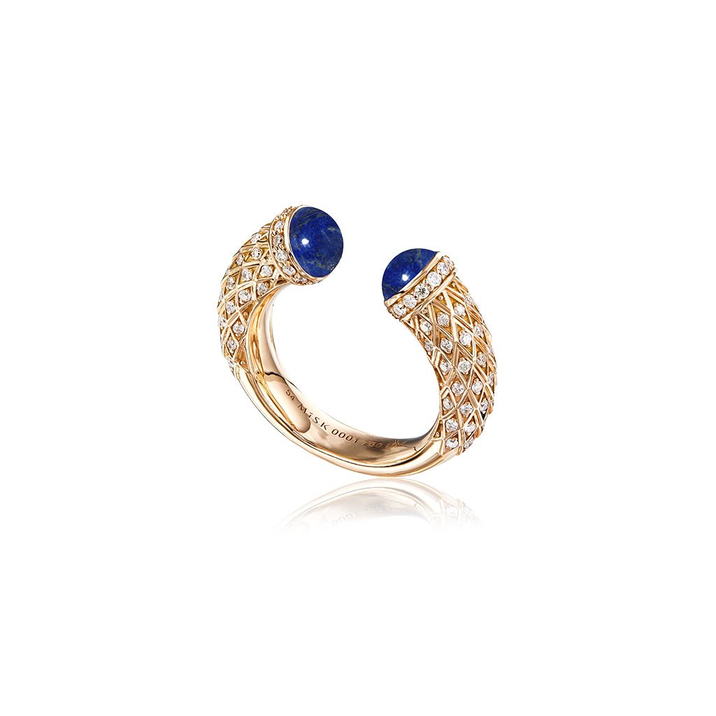Harmony Open Lapis Lazuli Ring Full Diamond