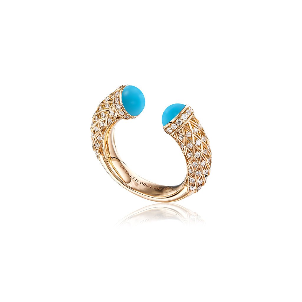 Harmony Open Turquoise Ring Full Diamond