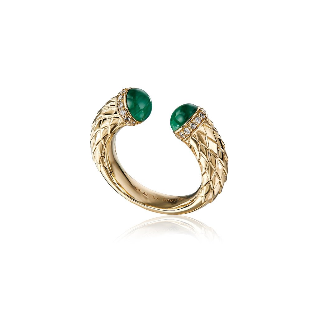 Harmony Open Ring Malachite Border Diamond