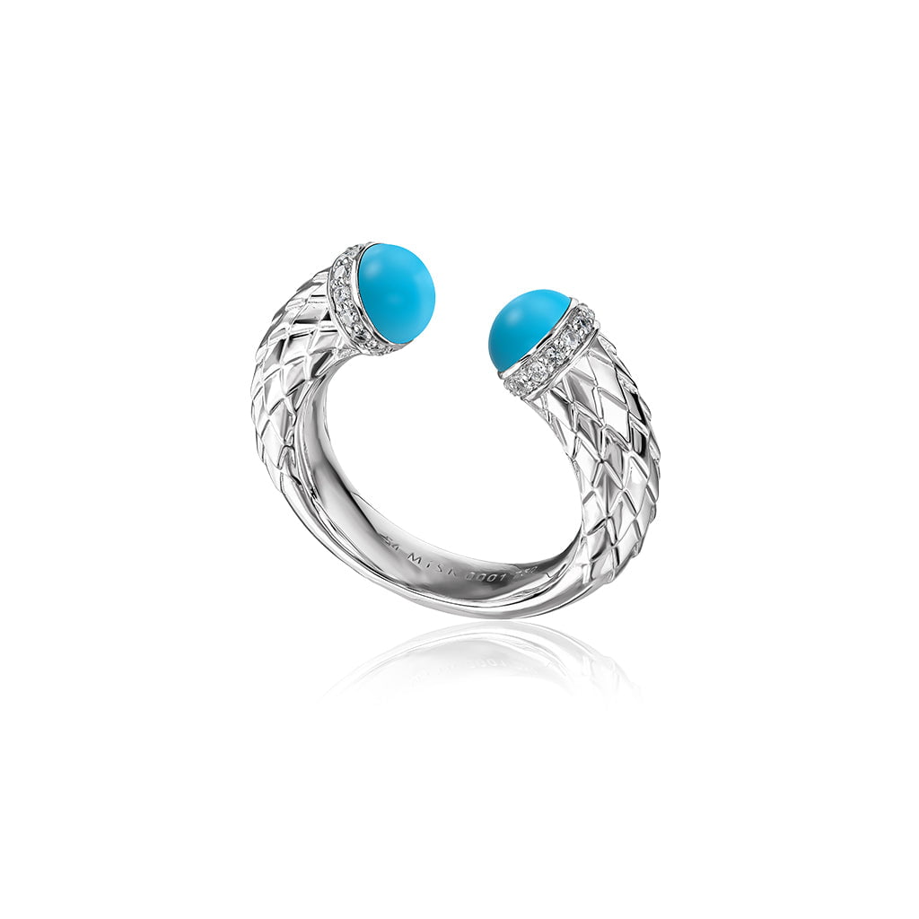 Harmony Open Ring Turquoise Border Diamond