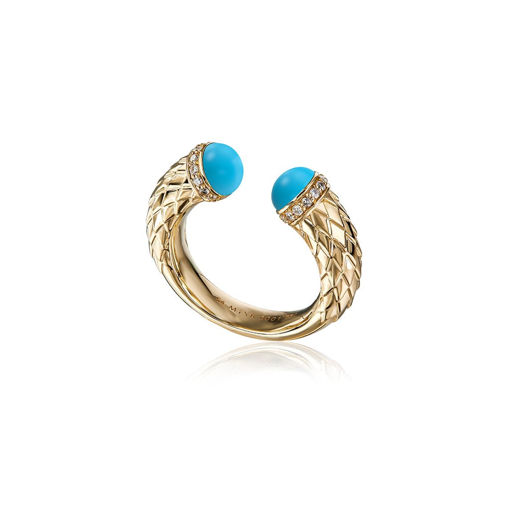 Harmony Open Ring Turquoise Border Diamond