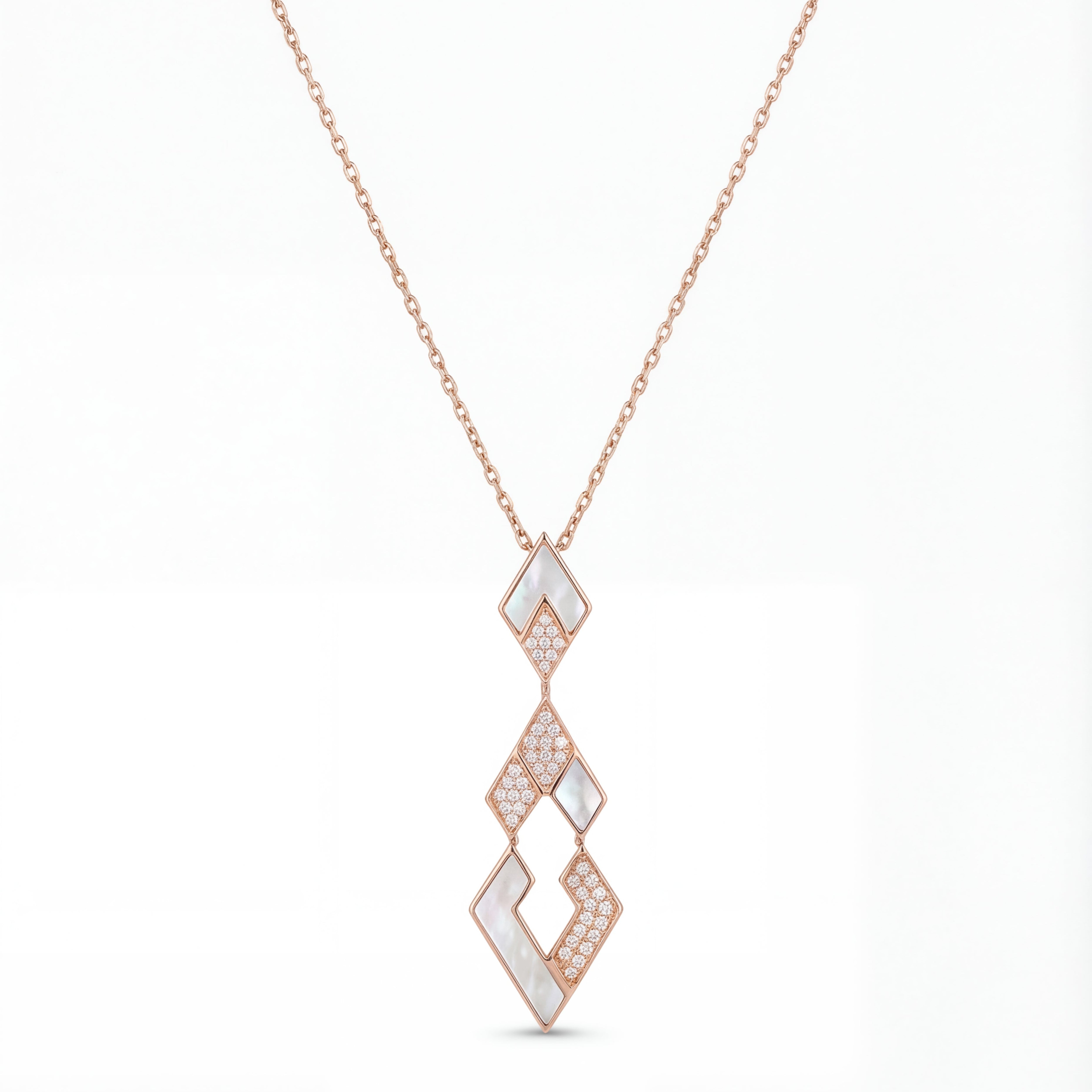 Eternity Small Pendant- Rose Gold, Mother of Pearl & Diamonds