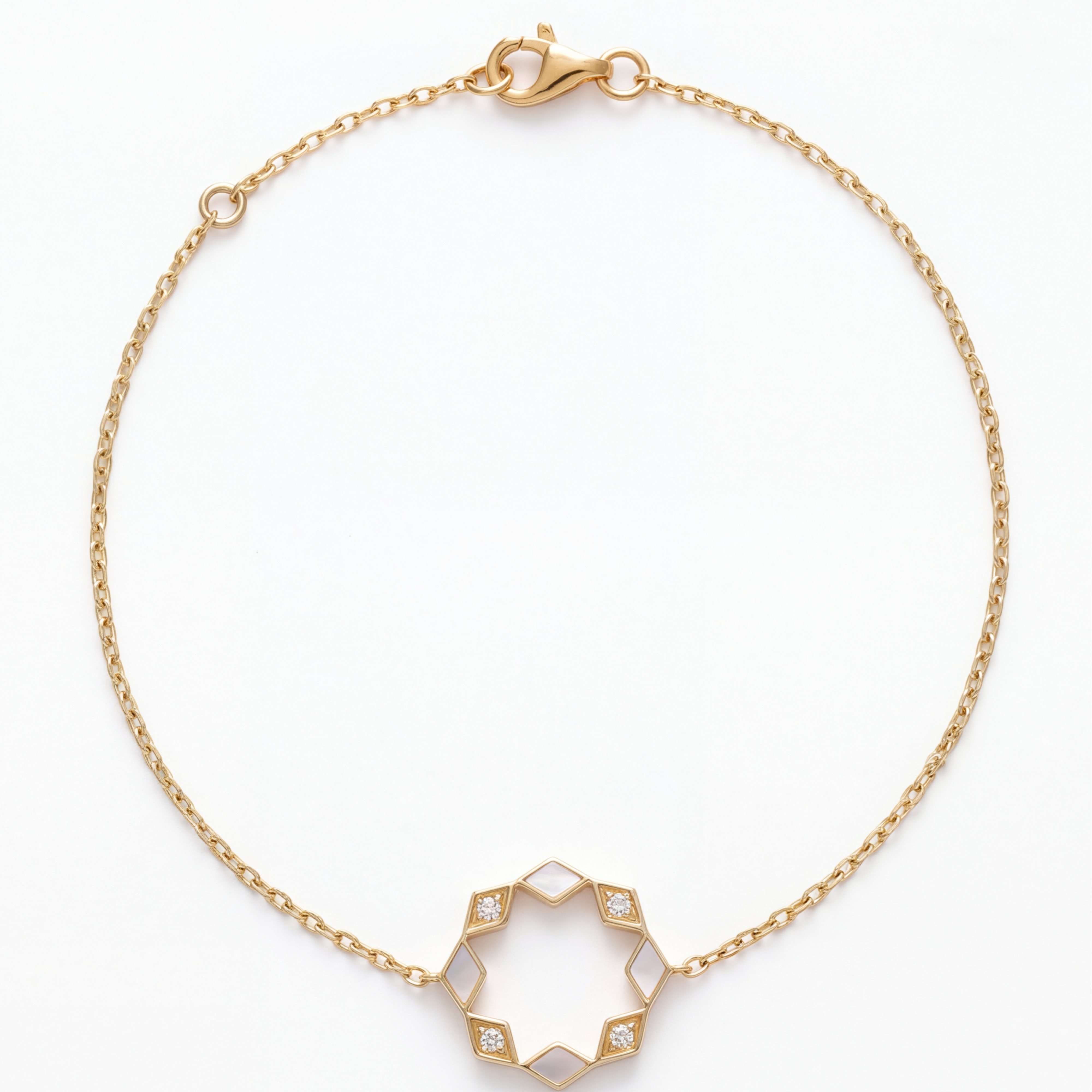 Eternity Round Mother of Pearl Bracelet#Gold_White Gold
