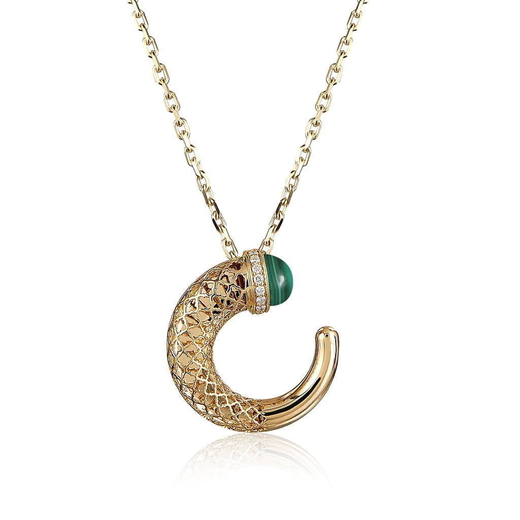 Hilal Large Pendant in Malachite