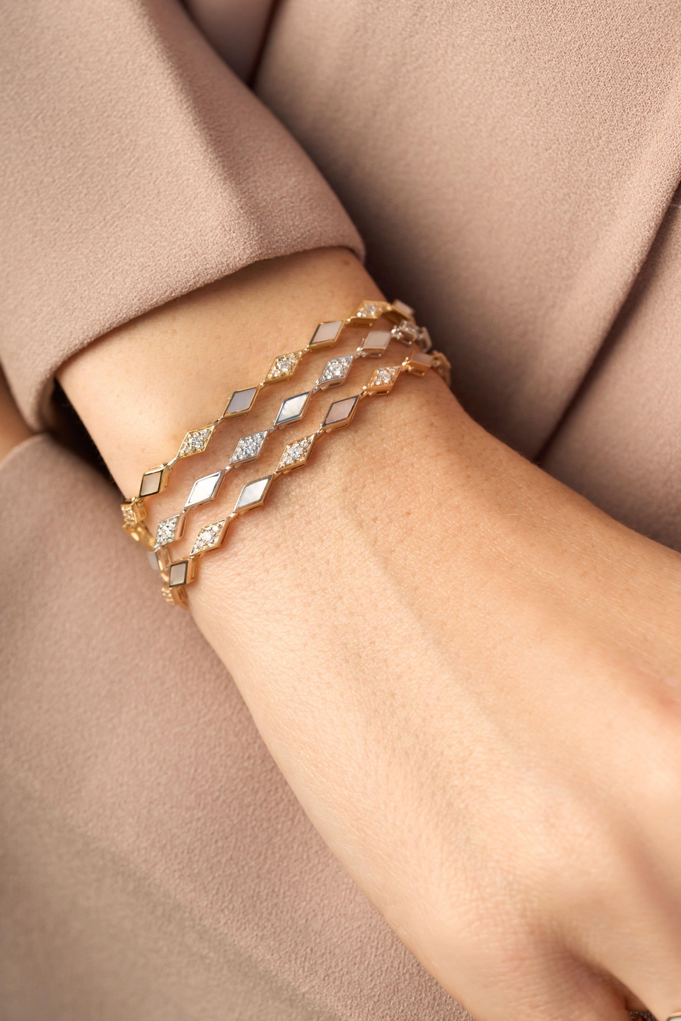 Eternity Mother of Pearl Bracelet- White Gold