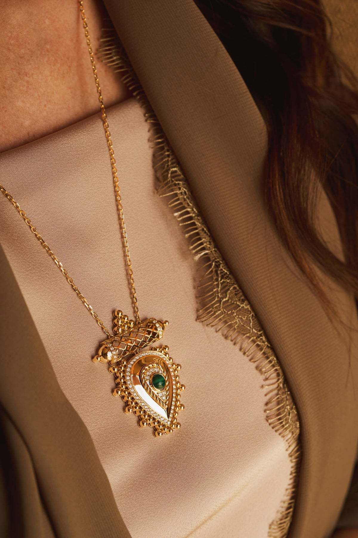 Al Qasr Medium Pendant Pearl#Gold_Rose Gold