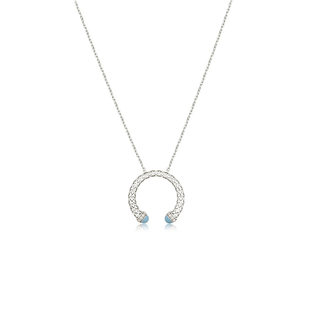 Al Noor Lace Hoop Pendant in Turquoise - Misk Dubai,Necklaces, al-noor-lace-hoop-pendant-in-turquoise, , Misk Dubai,  Misk, Misk Jewellery, Misk Jewelry, Gold, Emirati Gold, Emirati Design, Jewelry Emirati, Saudi Jewelry, Gold Saudi Arabia, Dubai, Abu Dhabi, Saudi Arabia, KSA, UAE, United Arab Emirates, 18kt, مجوهرات , مجوهرات مسك, مجوهرات اماراتية , دهب , سعودية ذهب