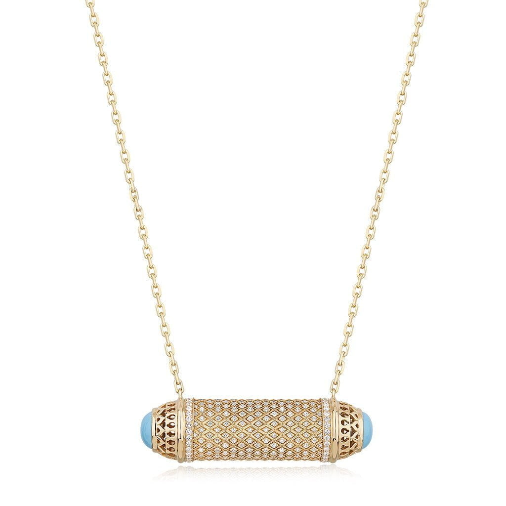 Al Noor Harmony Large Turquoise Pendant - Misk Dubai,Necklaces, al-noor-harmony-large-turquoise-pendant, , Misk Dubai,  Misk, Misk Jewellery, Misk Jewelry, Gold, Emirati Gold, Emirati Design, Jewelry Emirati, Saudi Jewelry, Gold Saudi Arabia, Dubai, Abu Dhabi, Saudi Arabia, KSA, UAE, United Arab Emirates, 18kt, مجوهرات , مجوهرات مسك, مجوهرات اماراتية , دهب , سعودية ذهب