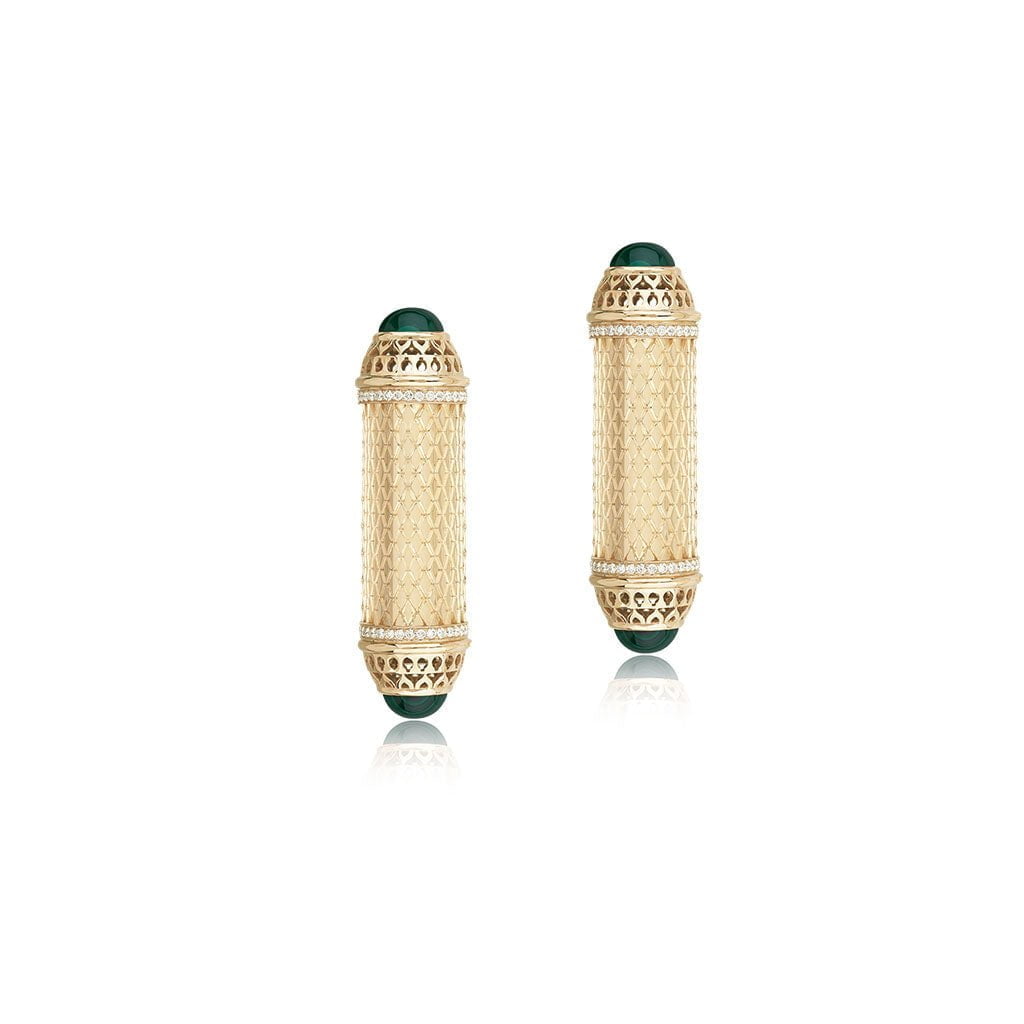 Al Noor Harmony Large Studs in Malachite - Misk Dubai,Earrings, al-noor-harmony-large-studs-in-malachite-1, , Misk Dubai,  Misk, Misk Jewellery, Misk Jewelry, Gold, Emirati Gold, Emirati Design, Jewelry Emirati, Saudi Jewelry, Gold Saudi Arabia, Dubai, Abu Dhabi, Saudi Arabia, KSA, UAE, United Arab Emirates, 18kt, مجوهرات , مجوهرات مسك, مجوهرات اماراتية , دهب , سعودية ذهب