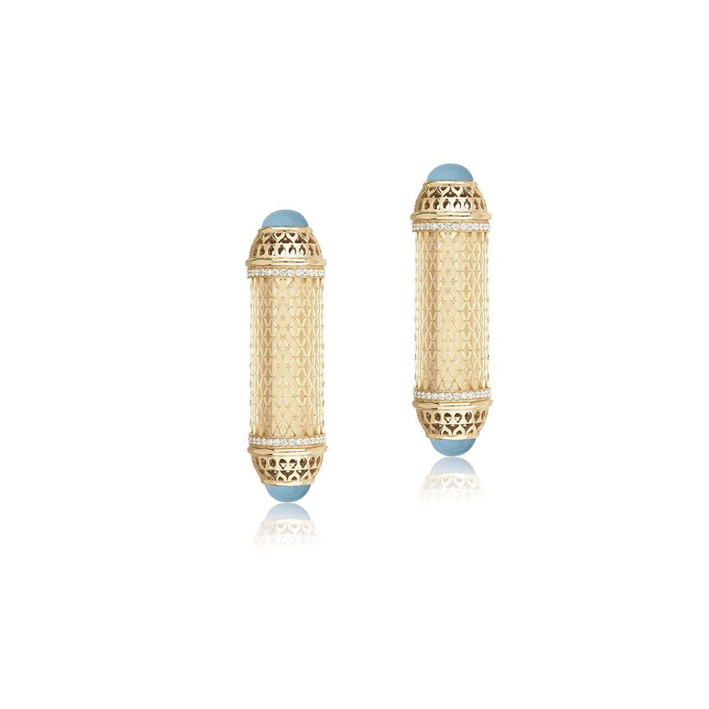 Al Noor Harmony Large Studs in Turquoise - Misk Dubai,Earrings, al-noor-harmony-large-studs-in-turquoise-1, , Misk Dubai,  Misk, Misk Jewellery, Misk Jewelry, Gold, Emirati Gold, Emirati Design, Jewelry Emirati, Saudi Jewelry, Gold Saudi Arabia, Dubai, Abu Dhabi, Saudi Arabia, KSA, UAE, United Arab Emirates, 18kt, مجوهرات , مجوهرات مسك, مجوهرات اماراتية , دهب , سعودية ذهب