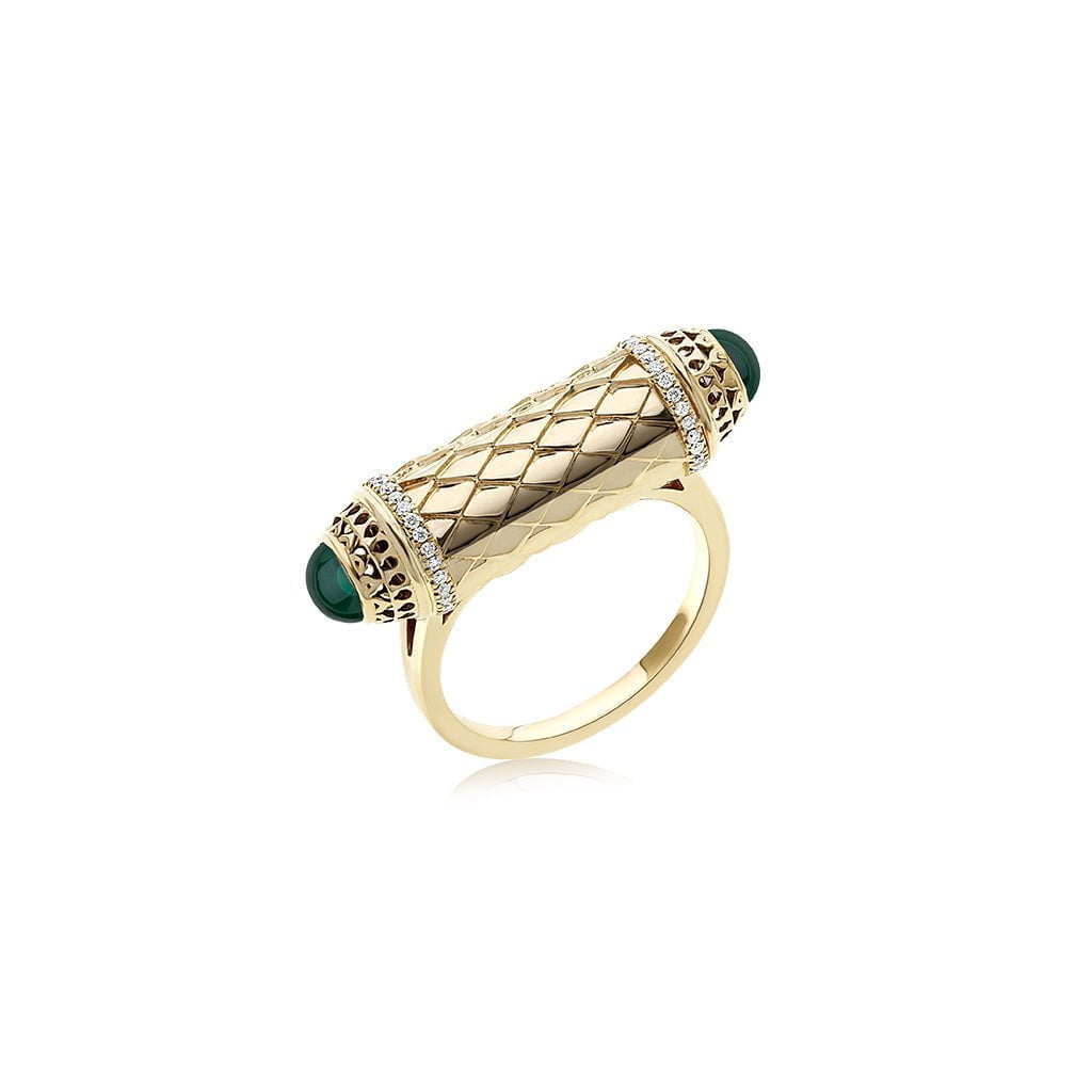 Al Noor Harmony Malachite Ring - Misk Dubai,RINGS, al-noor-harmony-malachite-ring-1, , Misk Dubai,  Misk, Misk Jewellery, Misk Jewelry, Gold, Emirati Gold, Emirati Design, Jewelry Emirati, Saudi Jewelry, Gold Saudi Arabia, Dubai, Abu Dhabi, Saudi Arabia, KSA, UAE, United Arab Emirates, 18kt, مجوهرات , مجوهرات مسك, مجوهرات اماراتية , دهب , سعودية ذهب