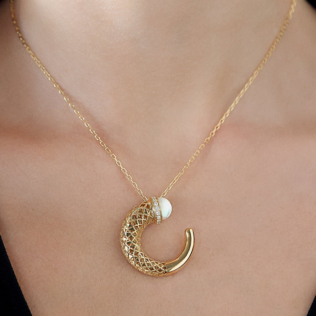 Hilal Large Pendant in Pearl