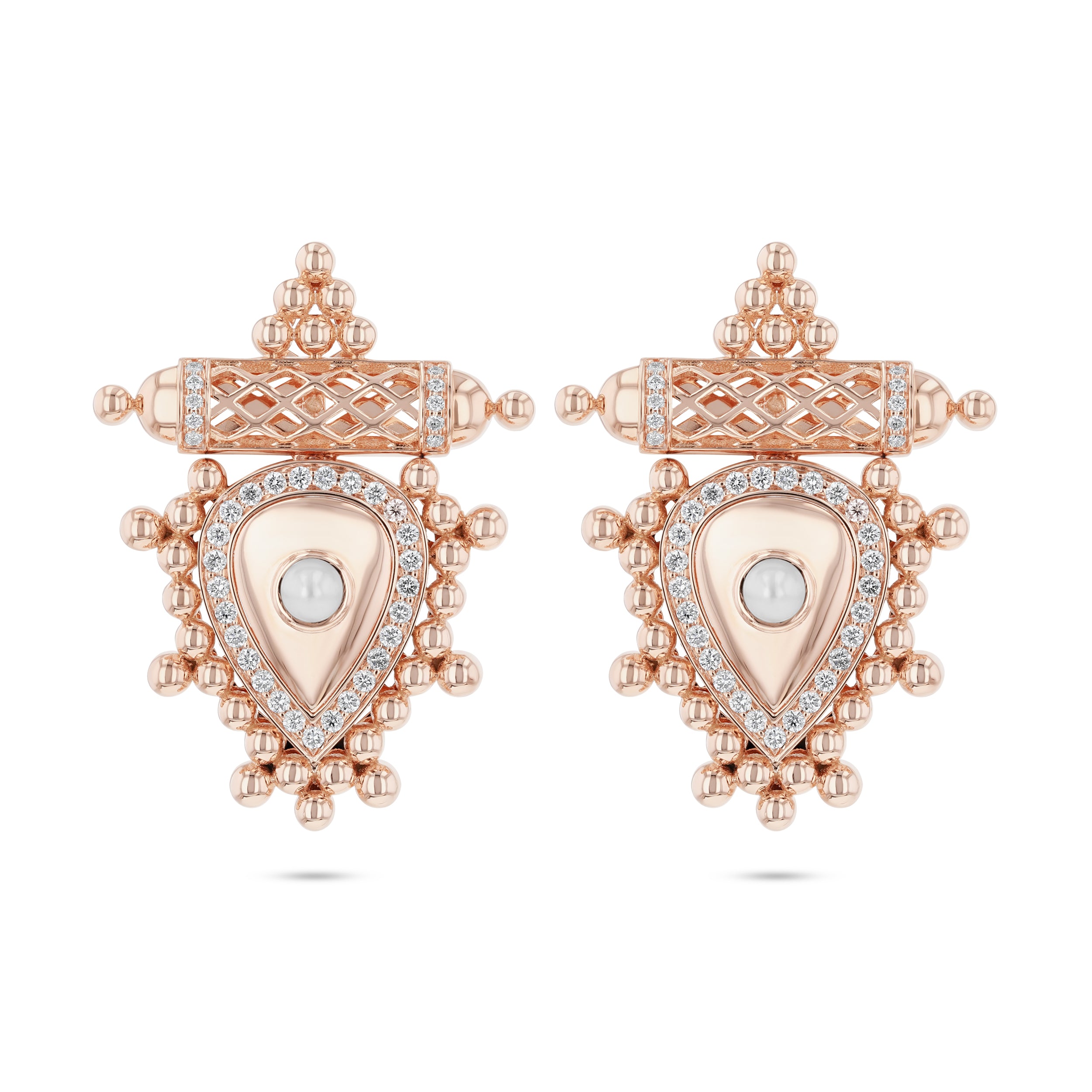 Al Qasr Medium Earrings – Pearl | Rose Gold