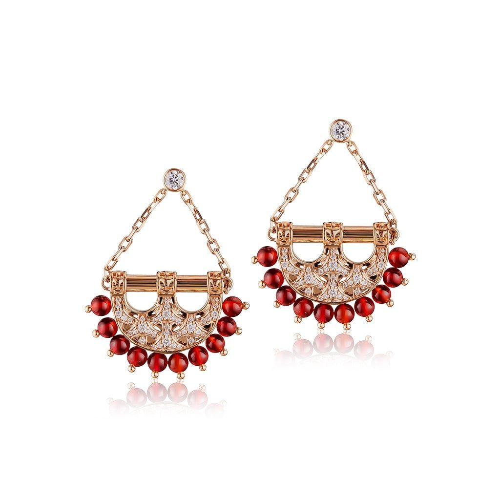 Heritage Small Pearl Full Diamond Chandelier Earrings — Agate#Stone_Agate