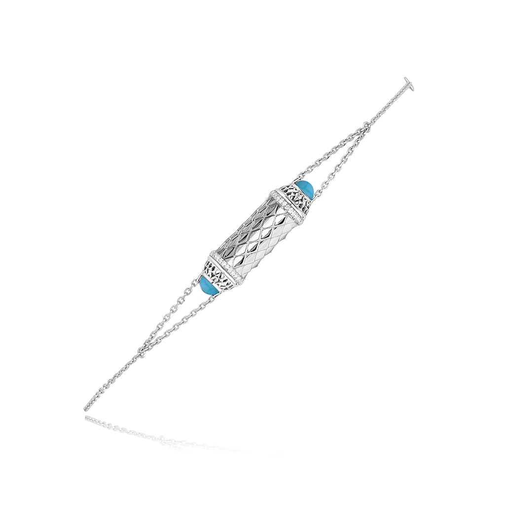 Al Noor Harmony Bracelet in Turquoise - Misk Dubai,Bangles, al-noor-harmony-bracelet-in-turquoise-1, , Misk Dubai,  Misk, Misk Jewellery, Misk Jewelry, Gold, Emirati Gold, Emirati Design, Jewelry Emirati, Saudi Jewelry, Gold Saudi Arabia, Dubai, Abu Dhabi, Saudi Arabia, KSA, UAE, United Arab Emirates, 18kt, مجوهرات , مجوهرات مسك, مجوهرات اماراتية , دهب , سعودية ذهب