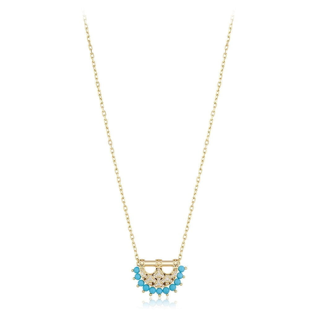 Al Noor Heritage Turquoise Pendant in Mini Model - Misk Dubai,Necklaces, al-noor-heritage-turquoise-pendant-in-mini-model, , Misk Dubai,  Misk, Misk Jewellery, Misk Jewelry, Gold, Emirati Gold, Emirati Design, Jewelry Emirati, Saudi Jewelry, Gold Saudi Arabia, Dubai, Abu Dhabi, Saudi Arabia, KSA, UAE, United Arab Emirates, 18kt, مجوهرات , مجوهرات مسك, مجوهرات اماراتية , دهب , سعودية ذهب